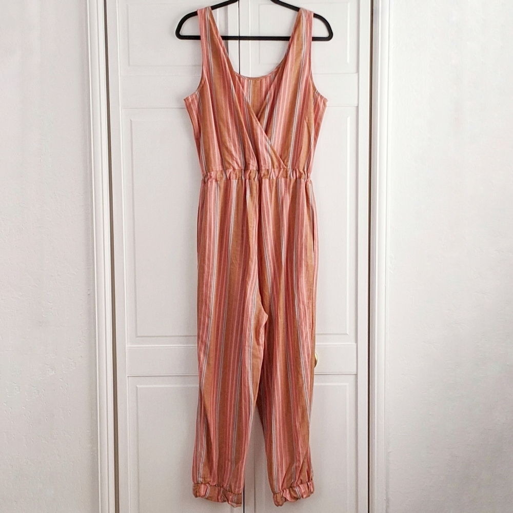 NWT Anthropologie DREW Linen Striped Jumpsuit Size Medium